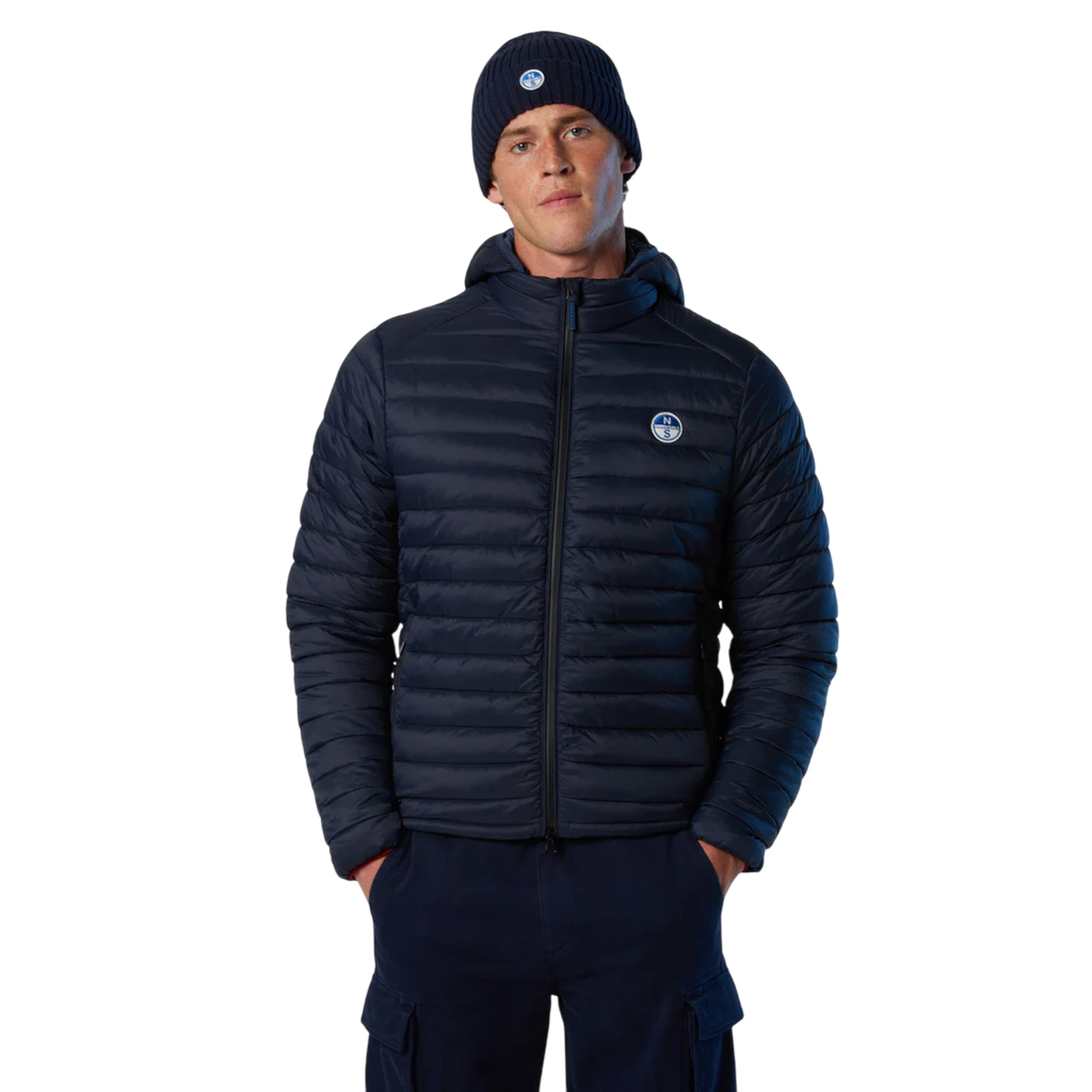 Piumino Uomo Zephyr Blu, con cappuccio e patch logo