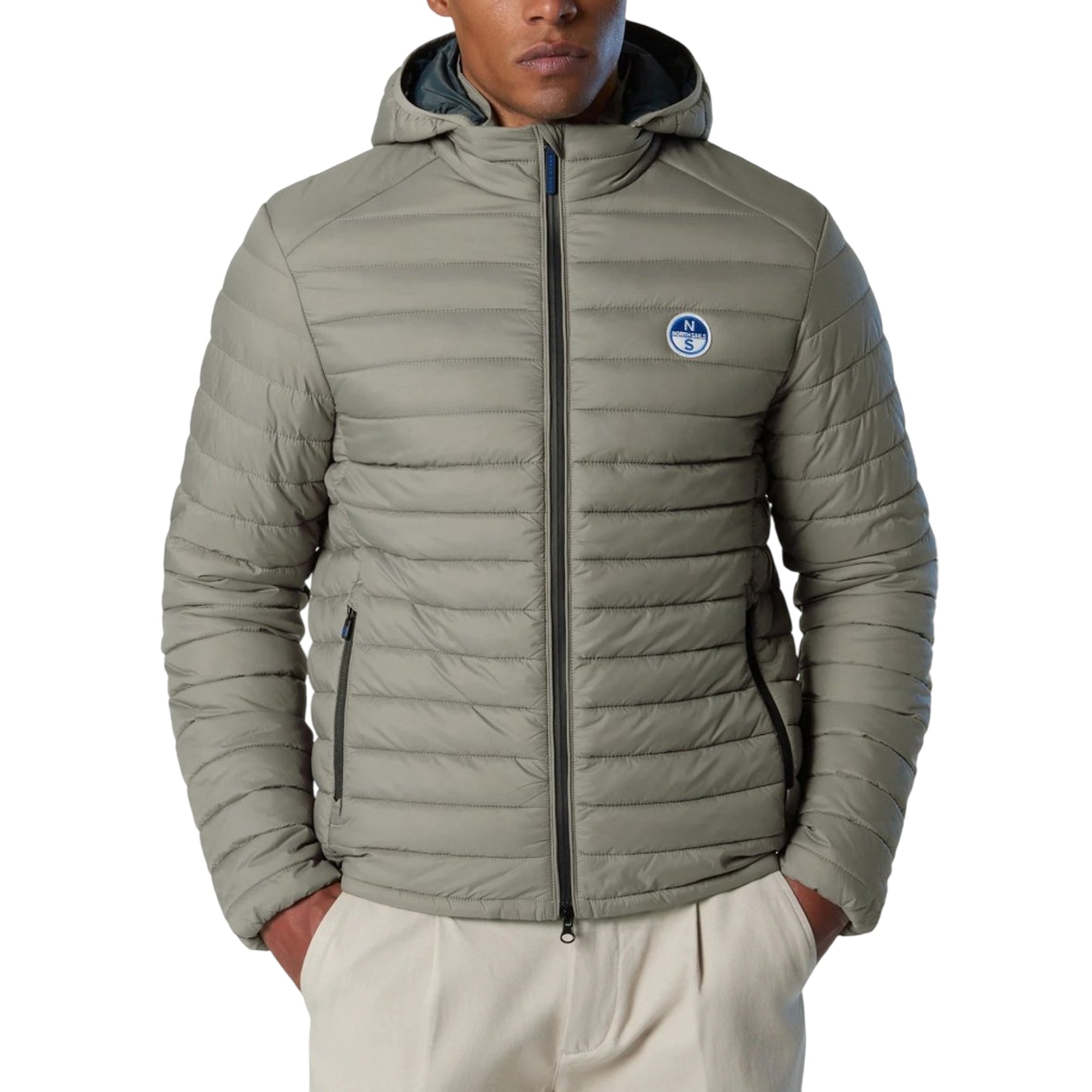 Piumino Uomo Zephyr Grigio, con cappuccio e patch logo