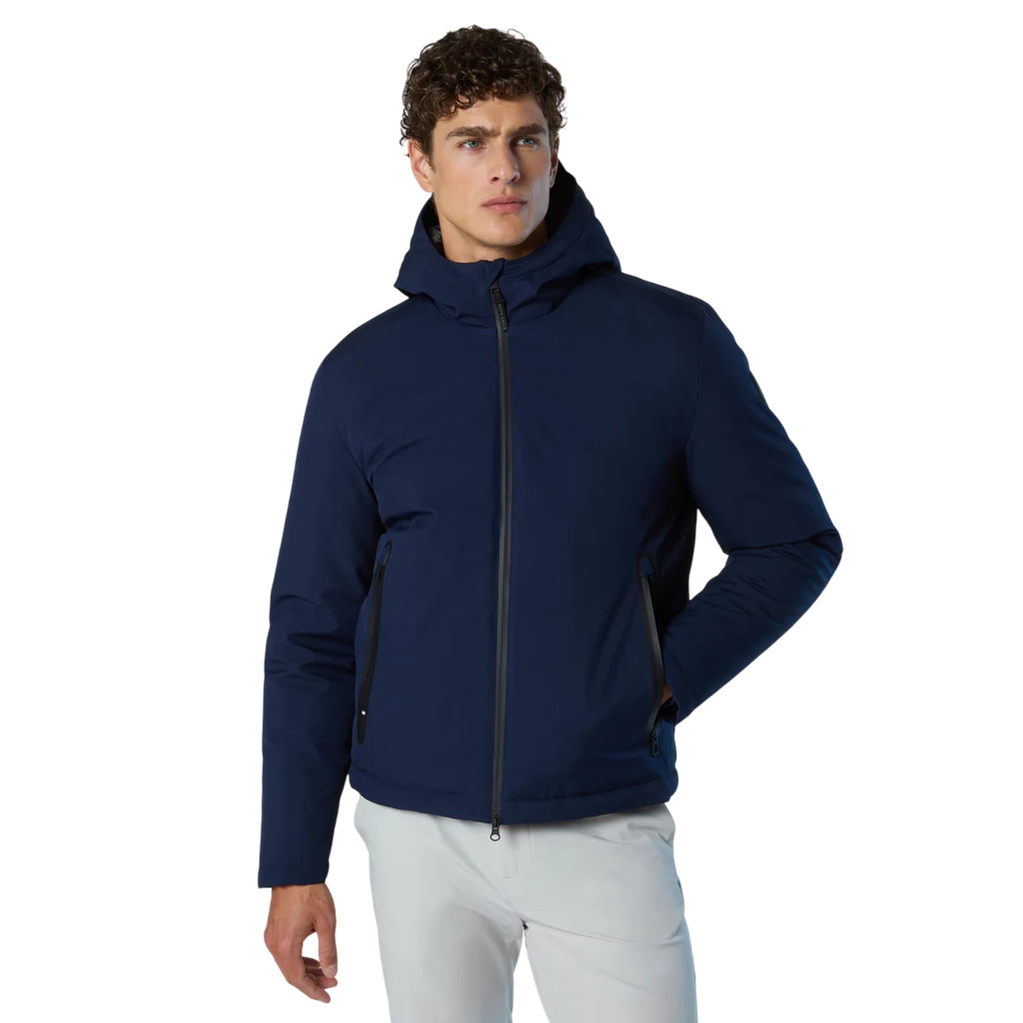 Giacca Hobart Uomo in softshell Blu navy modello frontale