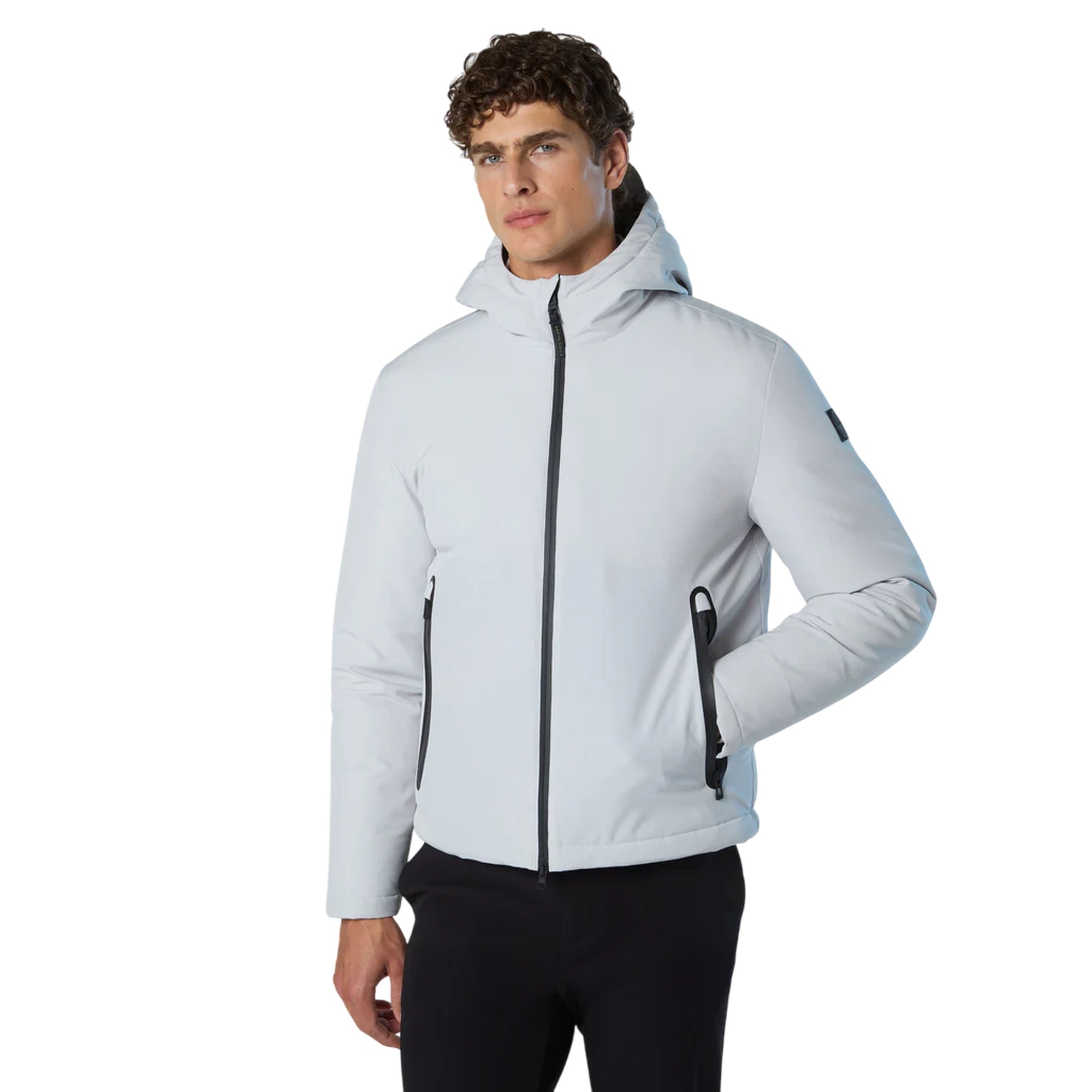 Giacca Hobart Uomo in softshell Grigio chiaro modello frontale