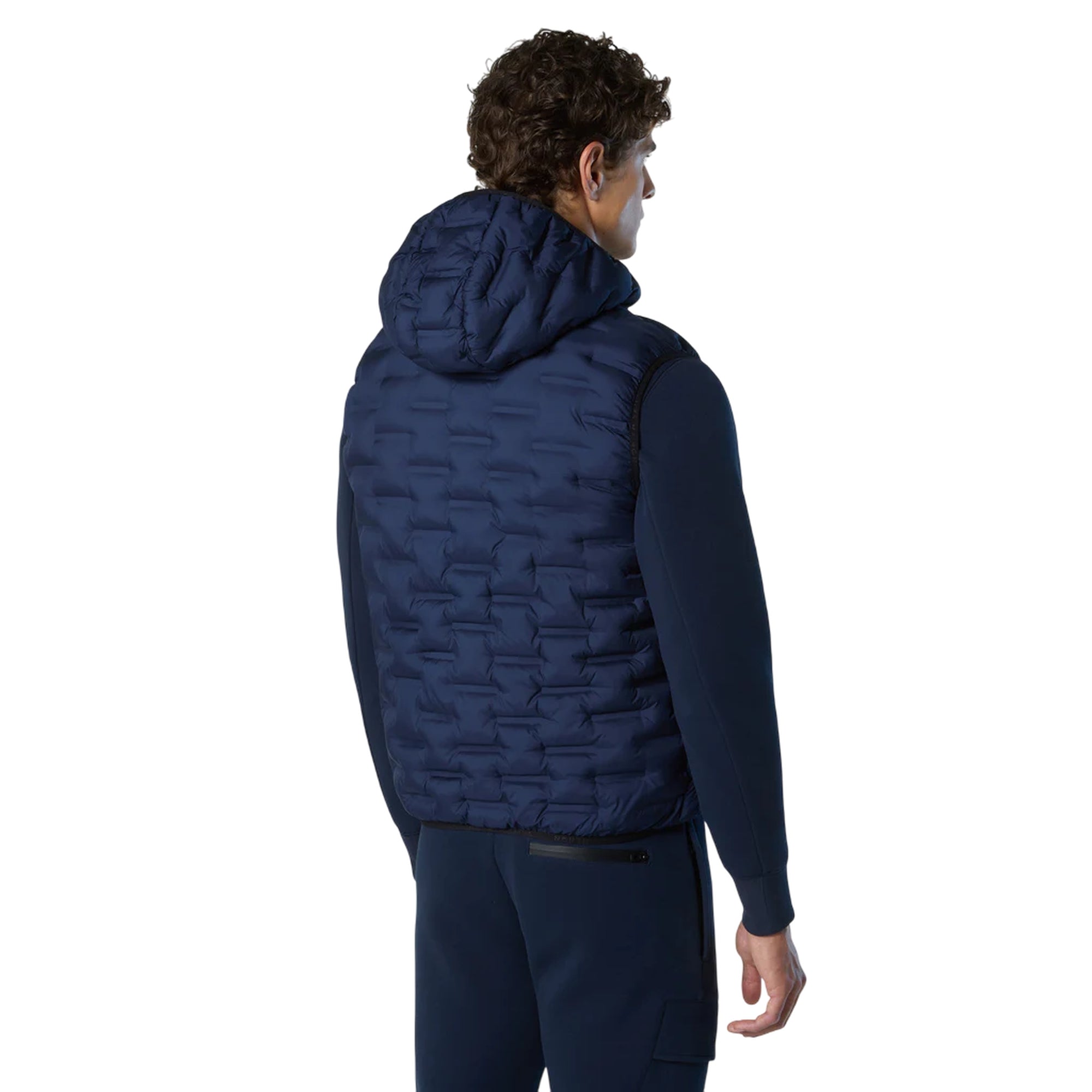 Gilet Uomo Laser trapuntato senza cuciture Blu navy modello retro