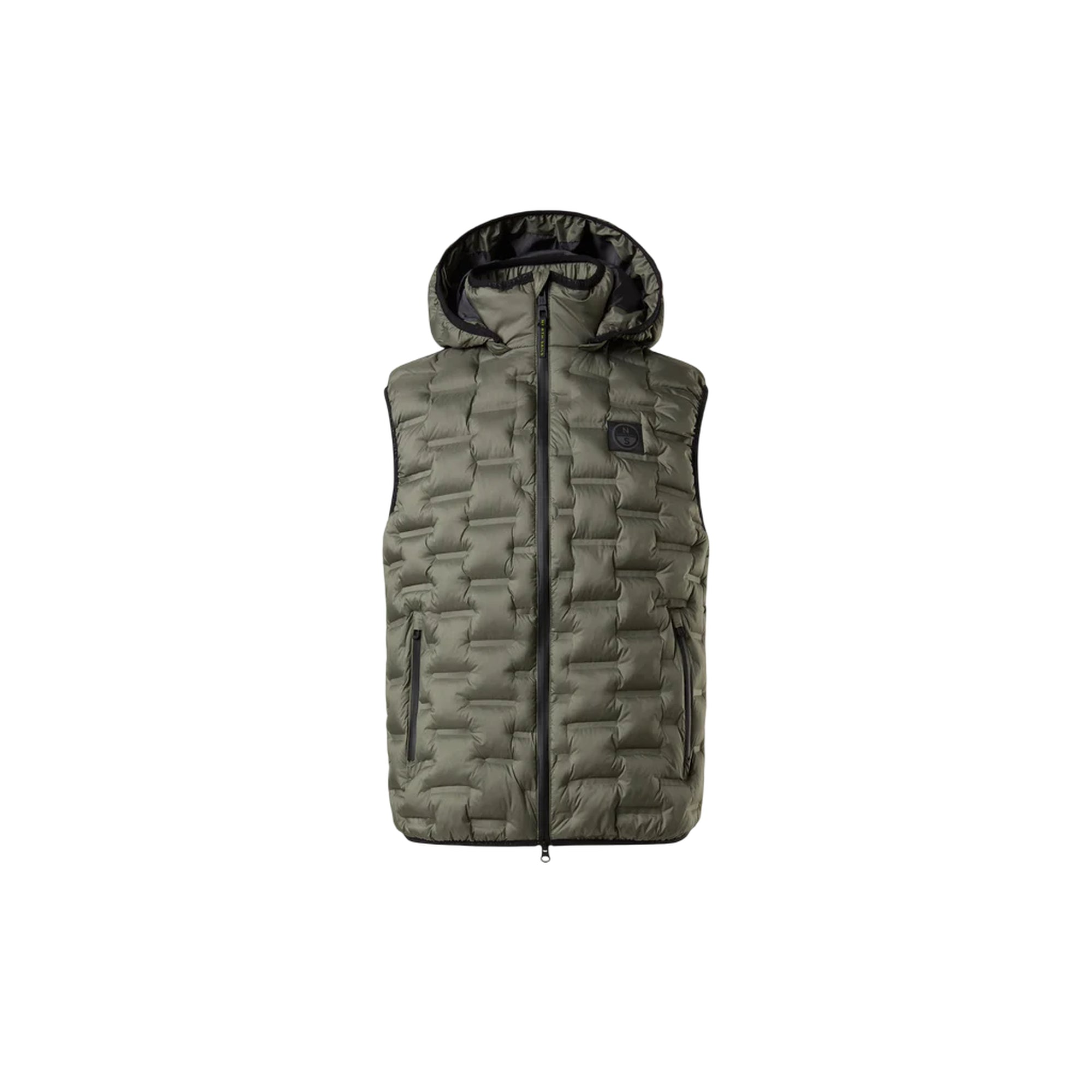 Gilet Uomo Laser trapuntato senza cuciture Verde militare