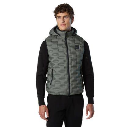 Gilet Uomo Laser trapuntato senza cuciture Verde militare modello frontale