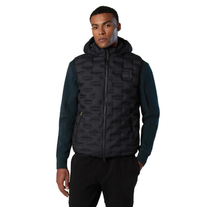 Gilet Uomo Laser trapuntato senza cuciture Nero modello frontale