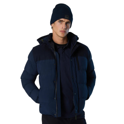 Giubbino Uomo Gamma con cappuccio blu e nero modello frontale