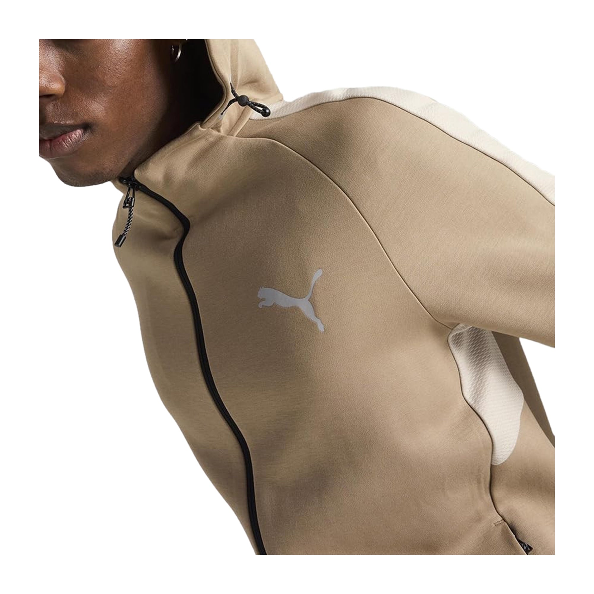 Felpa Evostripe Zip Intera Slim Fit Beige Puma Noi Sport