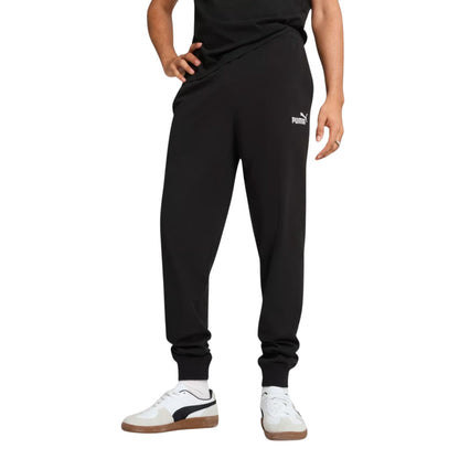 Pantalone Uomo Essentials Nero, in puro cotone, sportiv,o con elastico in vita 