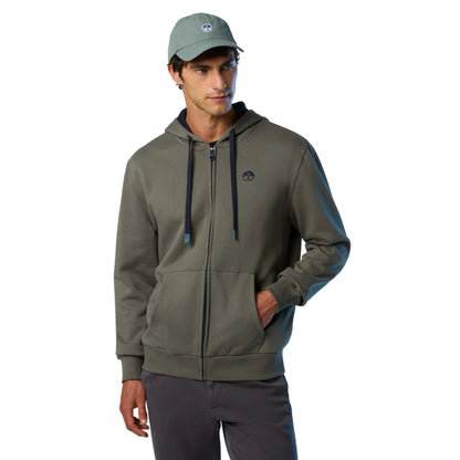 Felpa Uomo con cappuccio e logo ricamato Grigio modello frontale