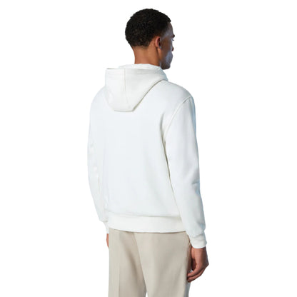 Felpa Uomo Bianca con cappuccio e maxi logo modello retro