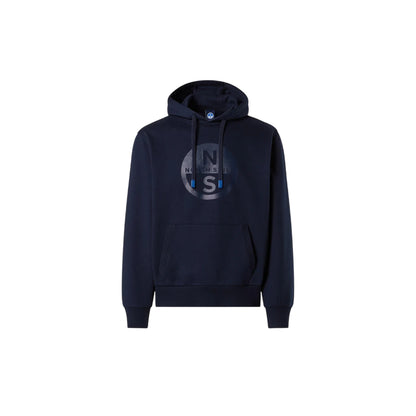 Felpa Uomo Navy con cappuccio e maxi logo