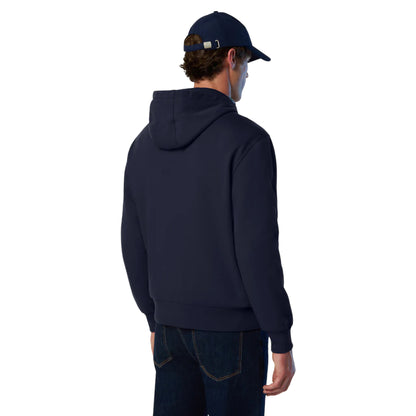 Felpa Uomo Navy con cappuccio e maxi logo modello retro