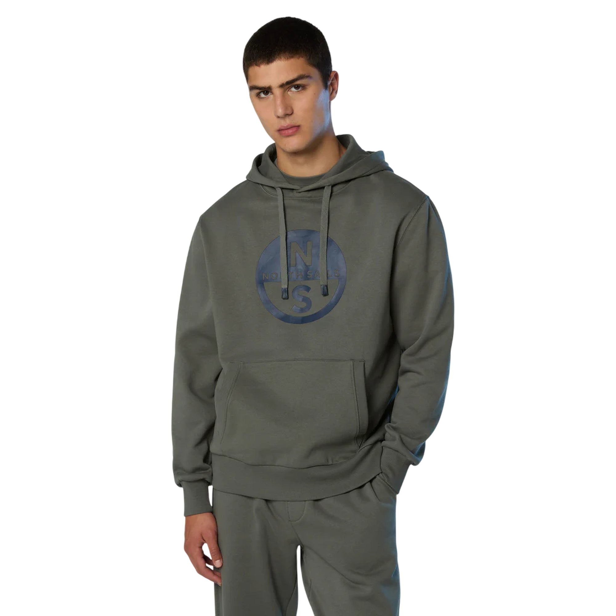 Felpa Uomo con cappuccio e maxi logo modello frontale