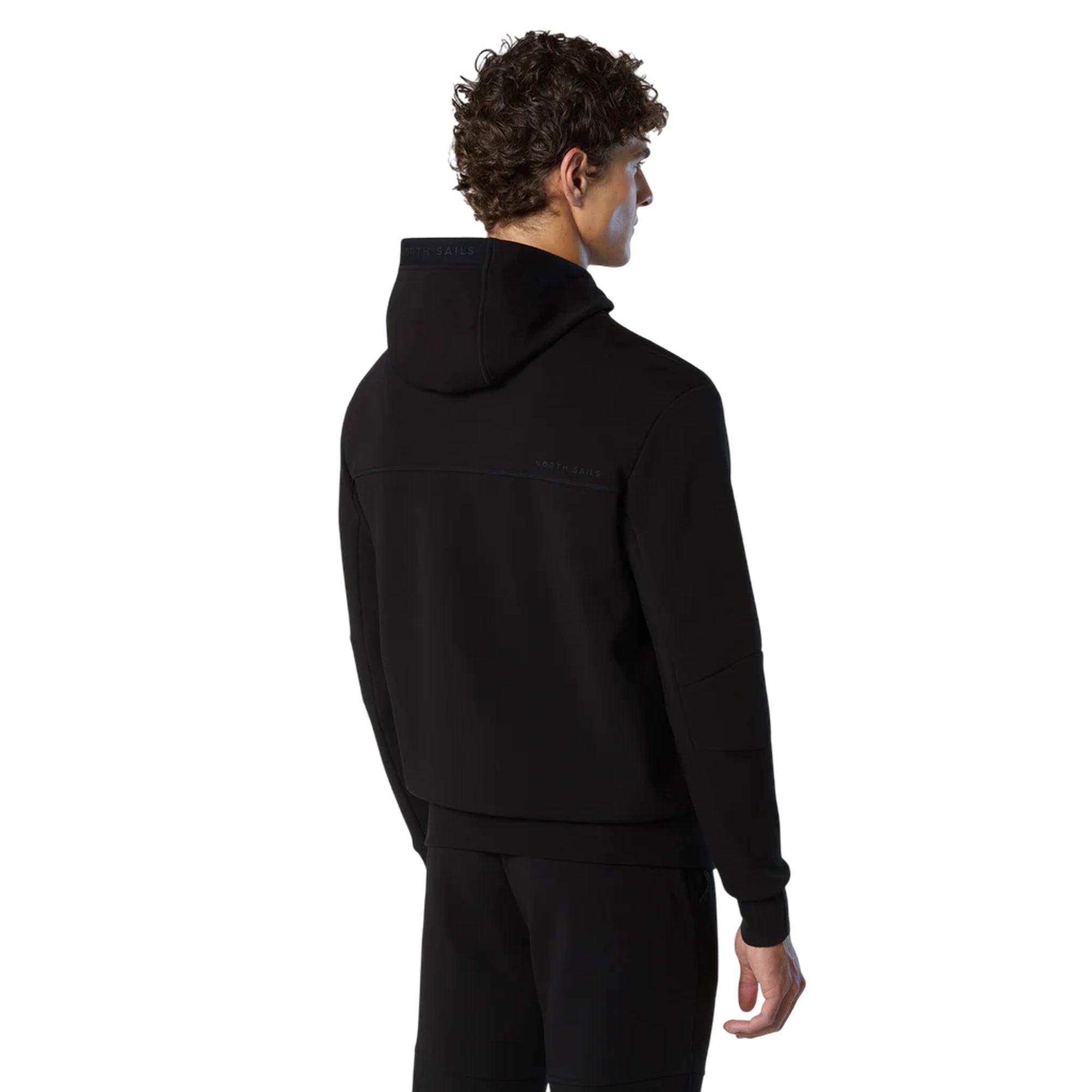 Felpa Uomo in scuba con zip e cappuccio Nero modello retro