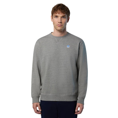 Felpa girocollo Uomo Grigio con patch modello frontale