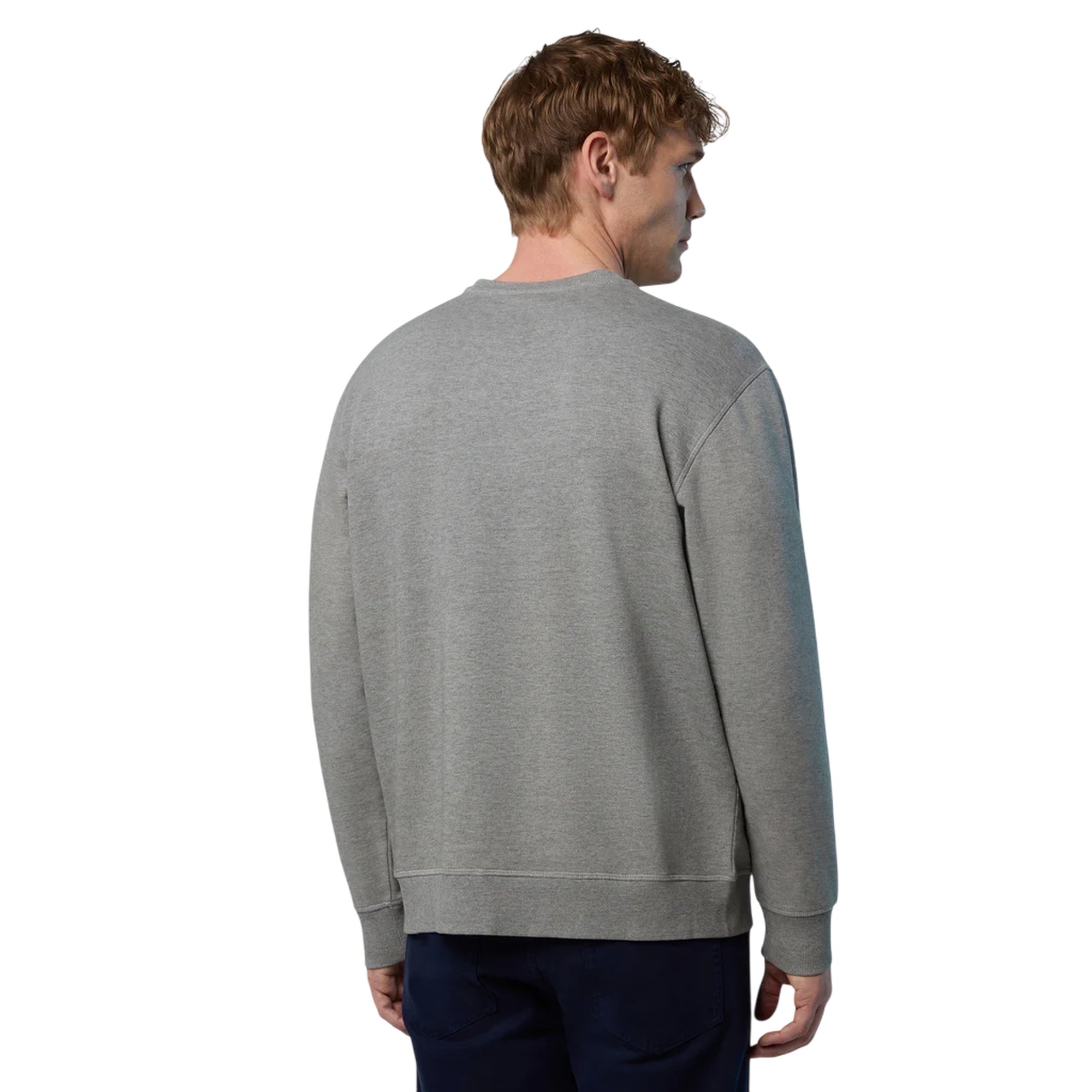 Felpa girocollo Uomo Grigio con patch modello retro