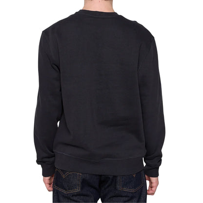 Felpa Uomo in morbido cotone Nero, con scollatura girocollo