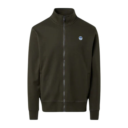 Felpa Uomo a collo alto con zip verde scuro