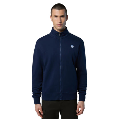 Felpa Uomo a collo alto con zip Navy modello frontale