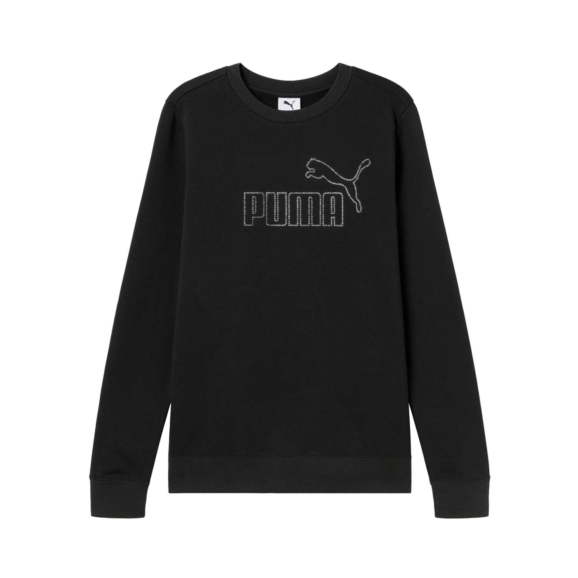 Felpa Donna Girocollo nera con logo strass