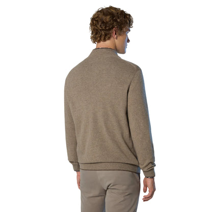 Maglione Uomo con zip 1/4 Marrone modello retro