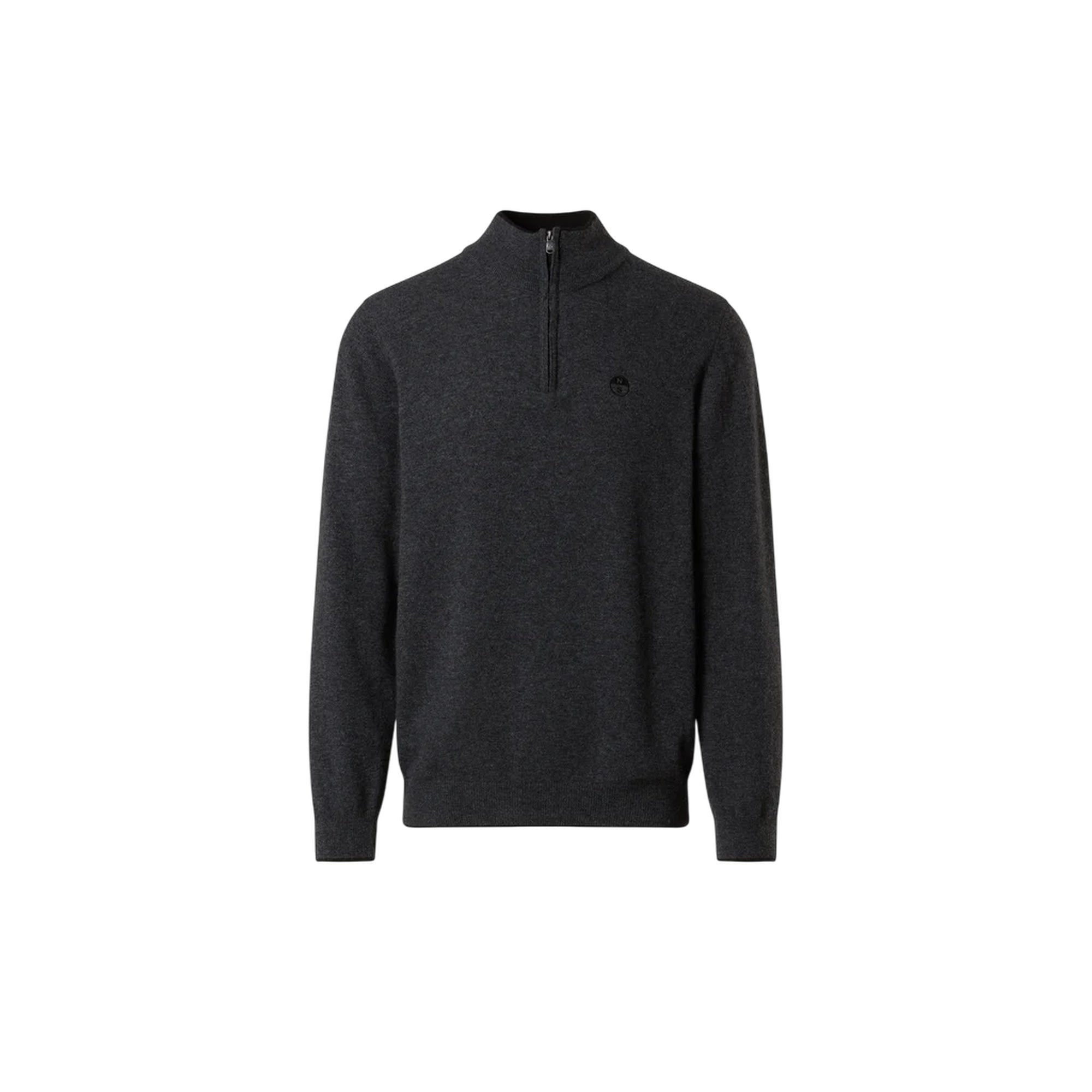 Maglione Uomo con zip 1/4 Grigio scuro