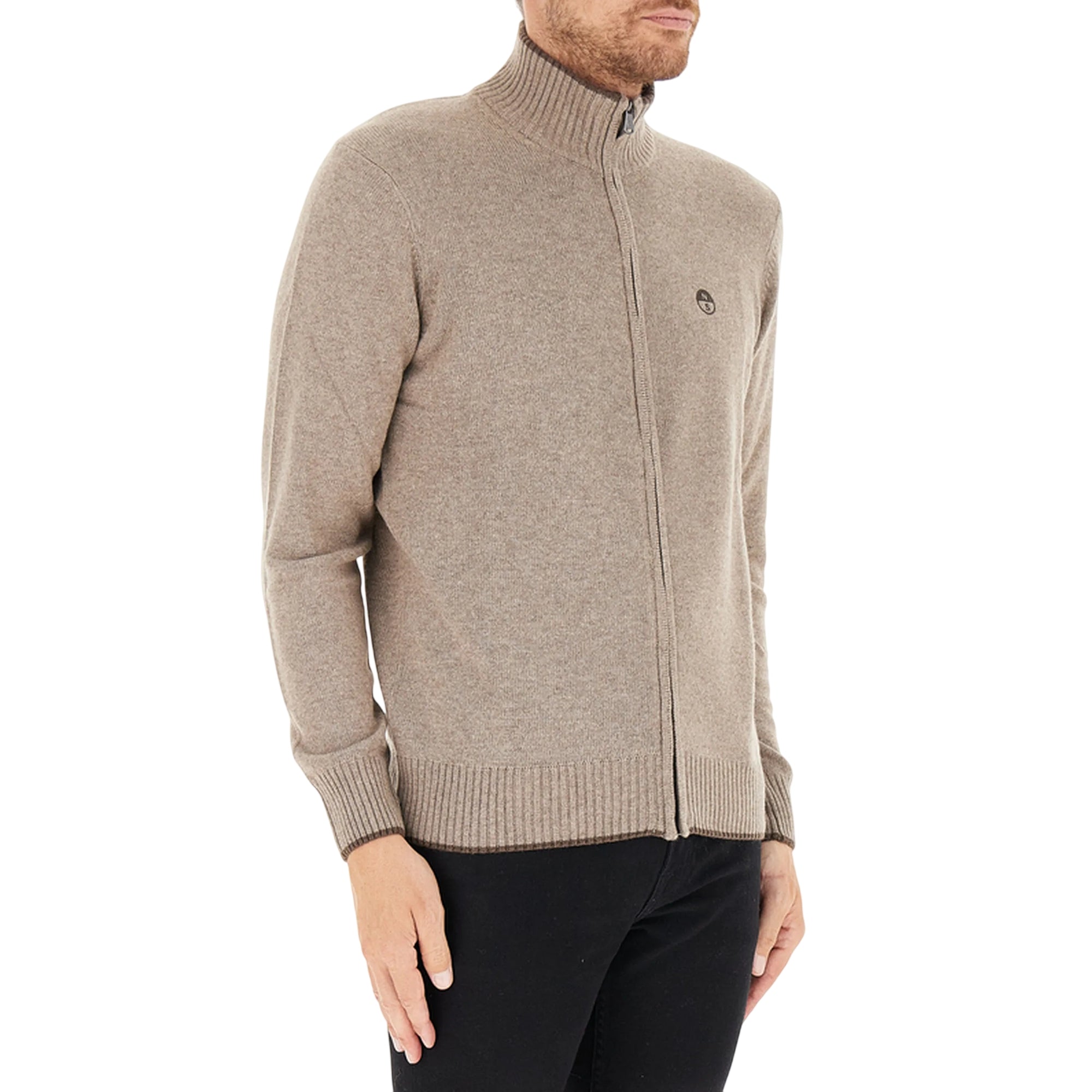 Cardigan Uomo full zip, con logo ricamato sul petto