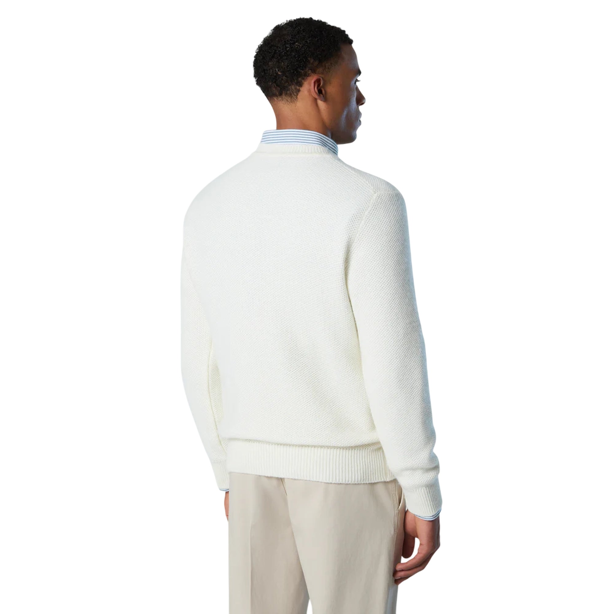 Maglia Uomo con lavorazione a nido d'ape Bianco modello retro