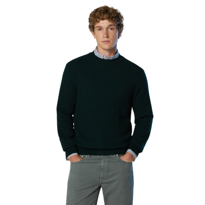 Maglia Uomo con lavorazione a nido d'ape Verde scuro modello frontale