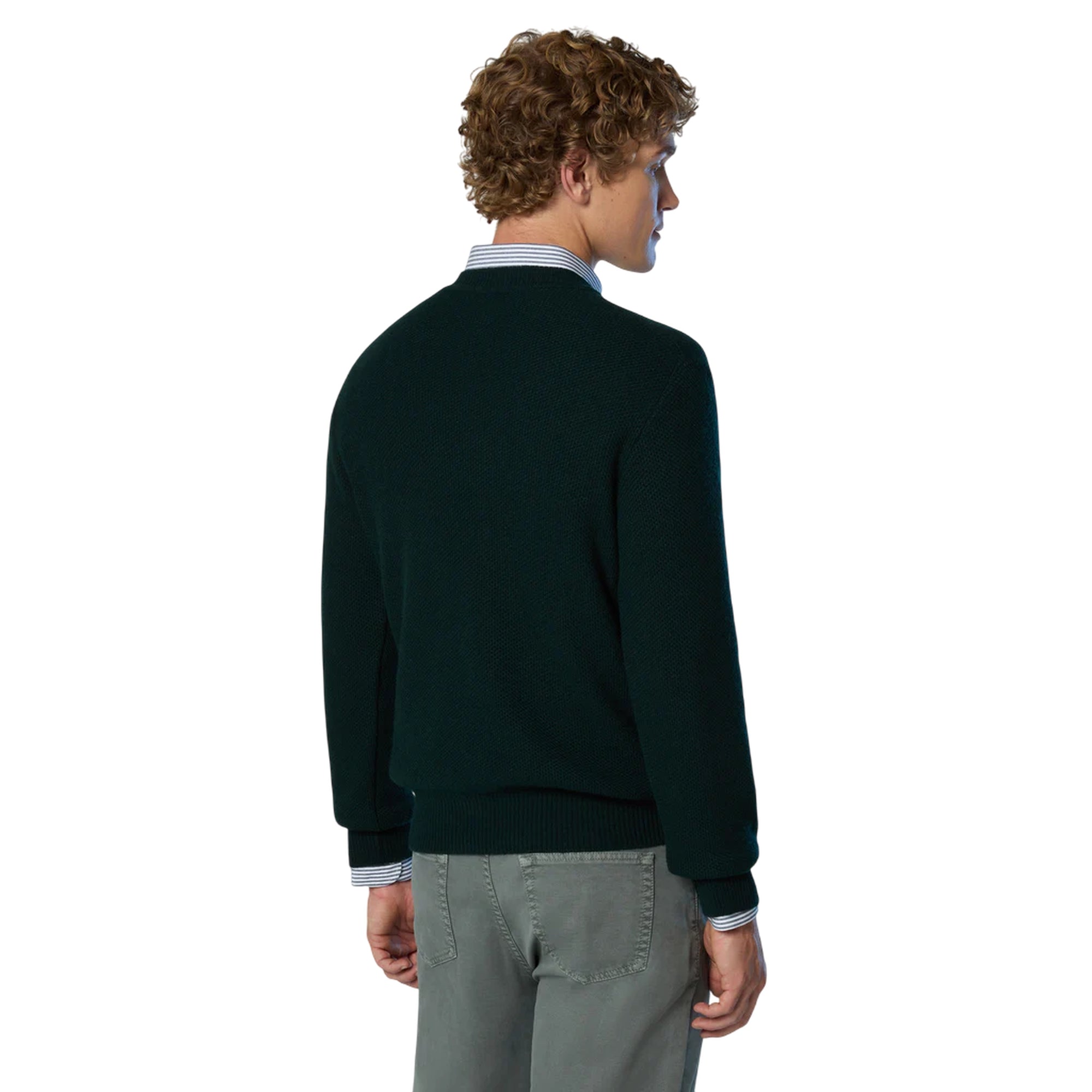 Maglia Uomo con lavorazione a nido d'ape Verde scuro modello retro