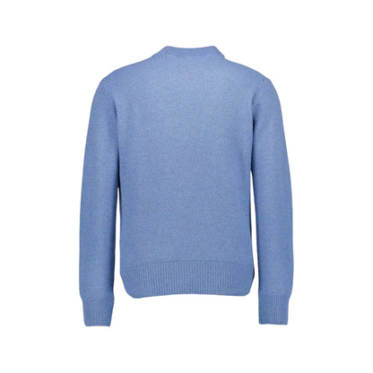 Maglia Uomo girocollo, lavorata a nido d'ape, Celeste