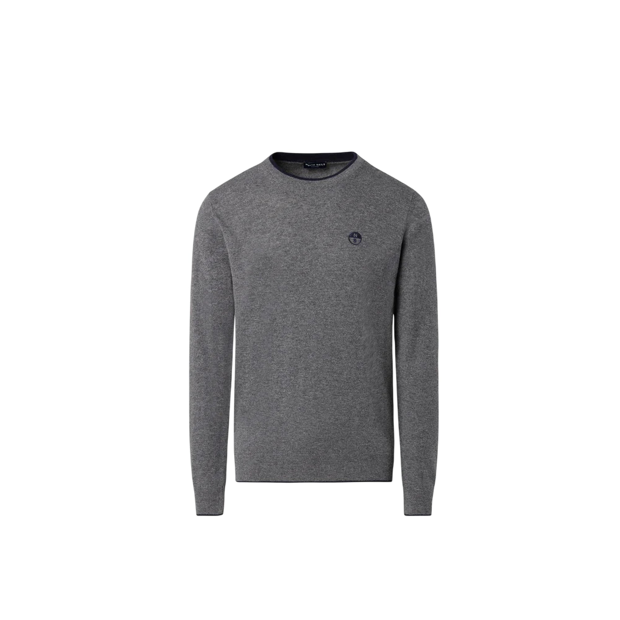 Maglione girocollo Uomo con logo ricamato Grigio