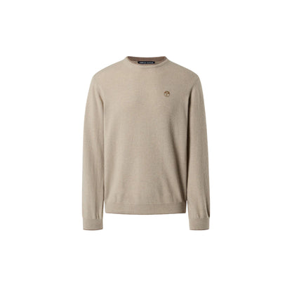 Maglione girocollo Uomo con logo ricamato Beige