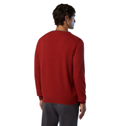 Maglione girocollo Uomo con logo ricamato Rosso modello retro