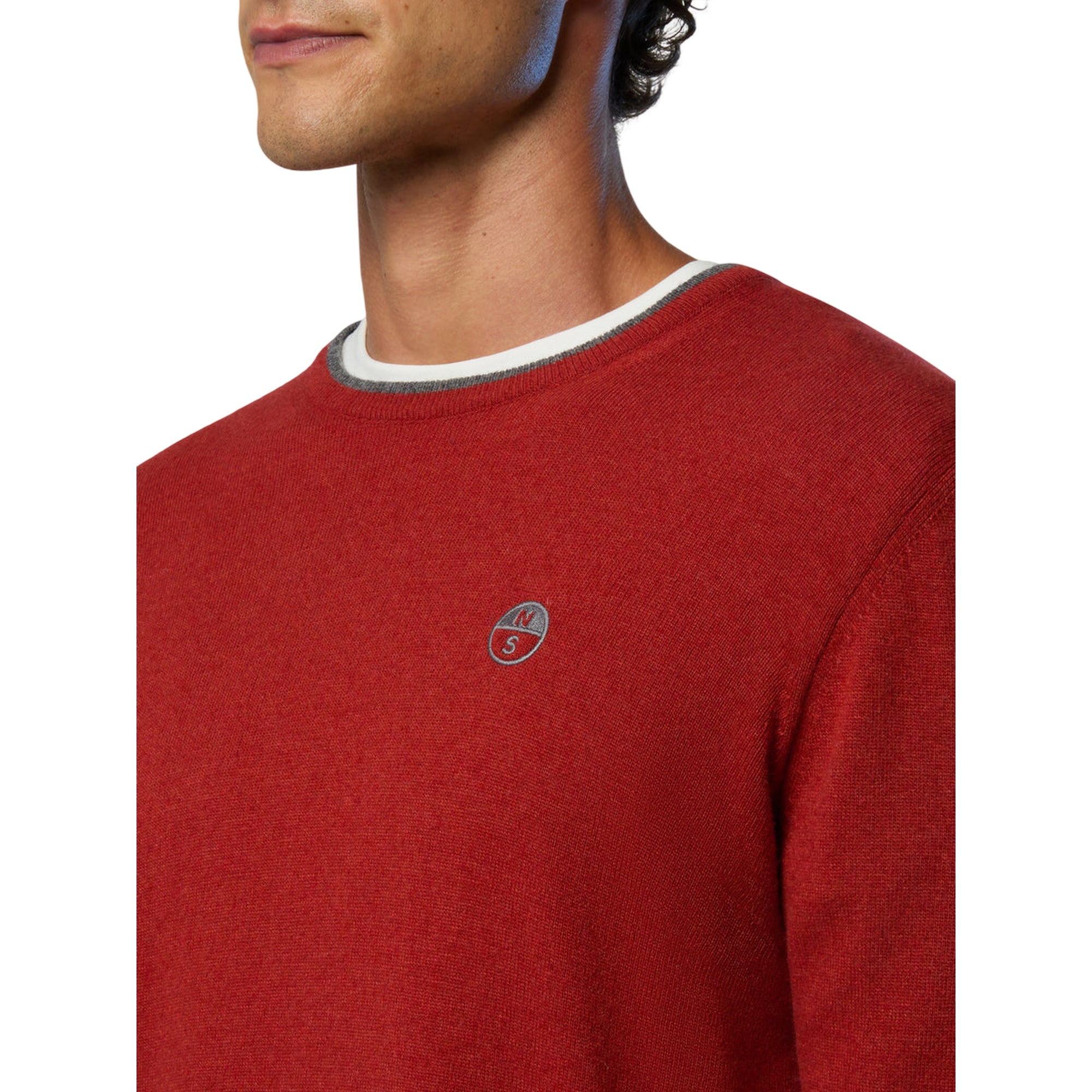 Maglione girocollo Uomo con logo ricamato Rosso dettaglio