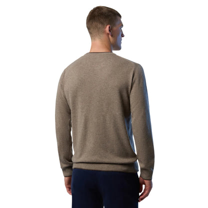 Pullover Uomo Beige, con dettaglio a contrasto sui bordi