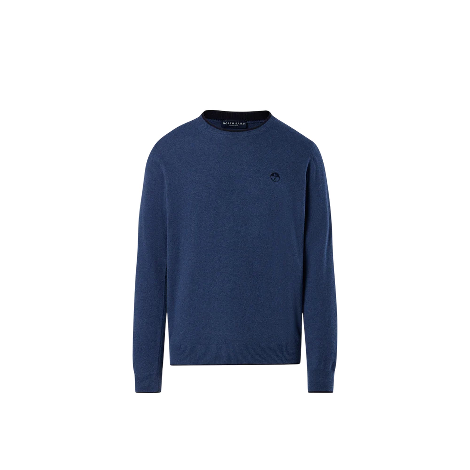 Maglione girocollo Uomo con logo ricamato Blu