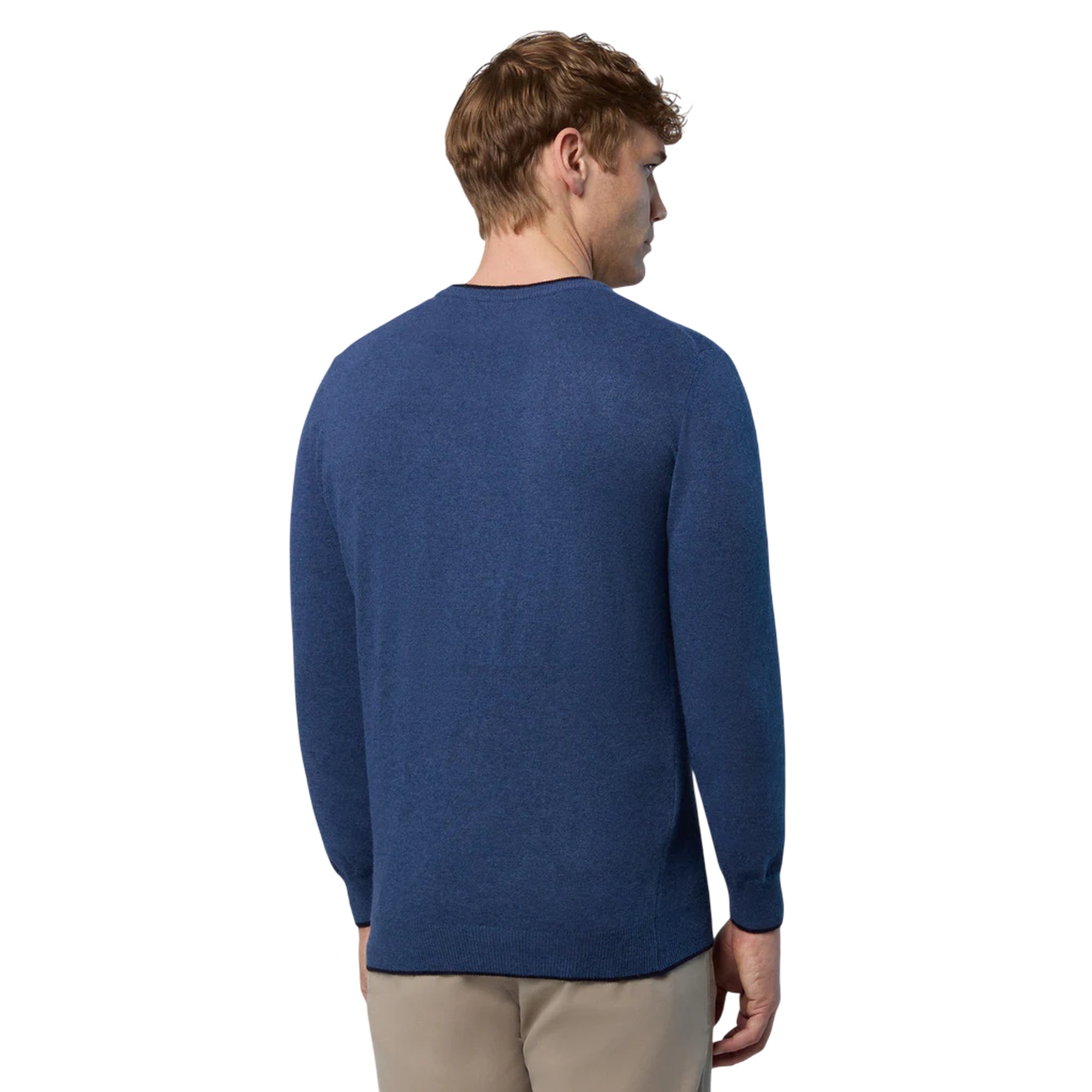 Maglione girocollo Uomo con logo ricamato Blu modello retro