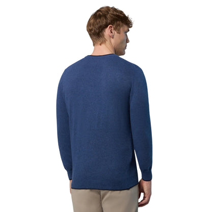 Maglione girocollo Uomo con logo ricamato Blu modello retro