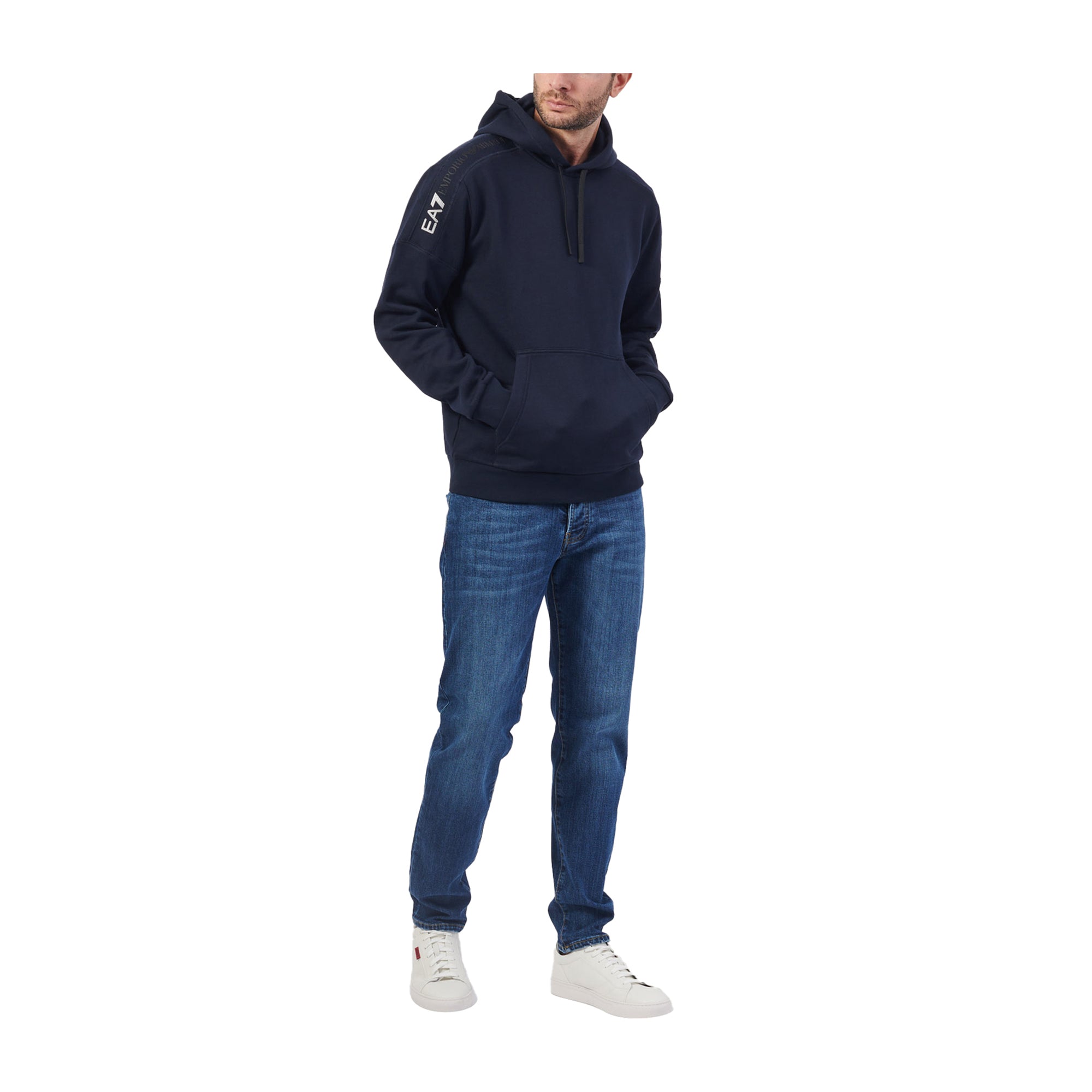 EA7 Felpa Uomo Con Cappuccio Blu