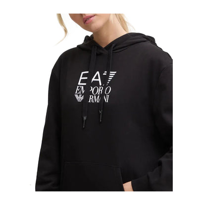 EA7 Felpa Donna con cappuccio e logo frontale Nero