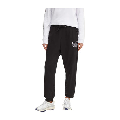 EA7 Pantaloni Tuta Donna tinta unita nera con logo