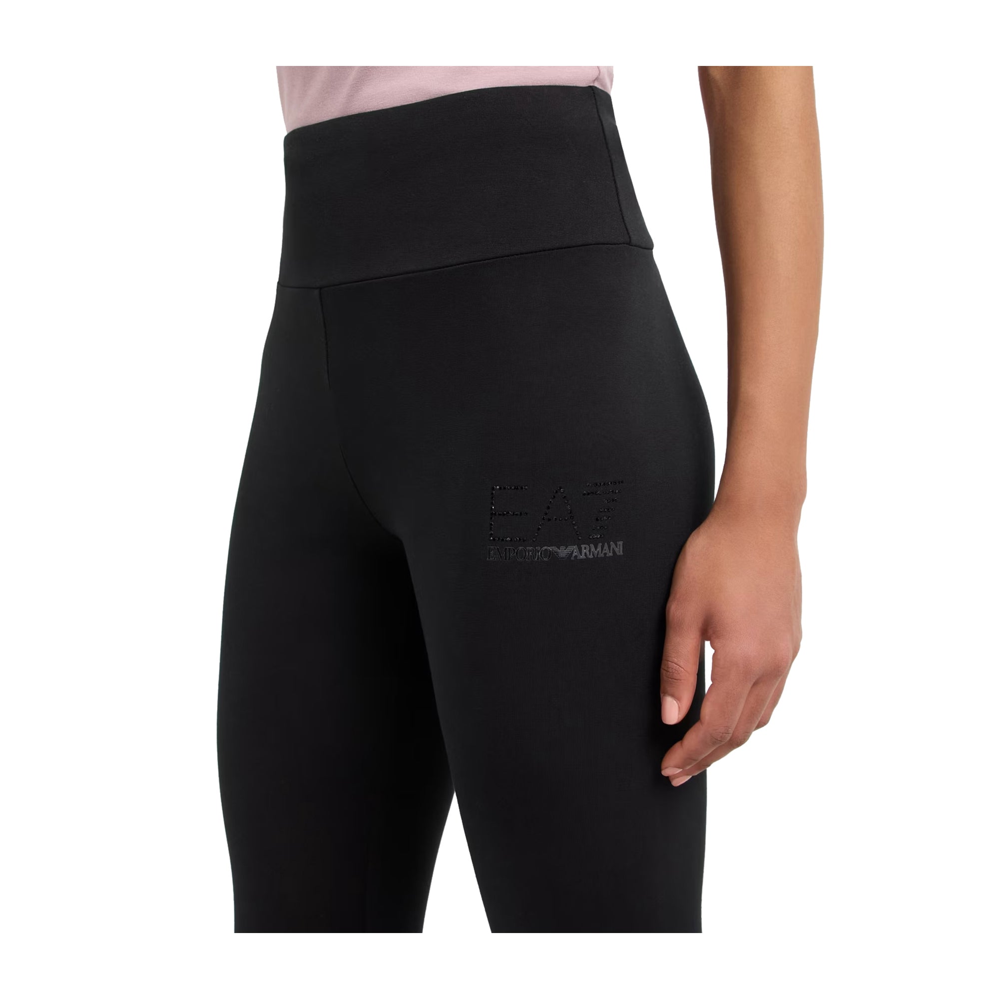 EA7 Leggings Donna Logo Series in misto cotone Nero