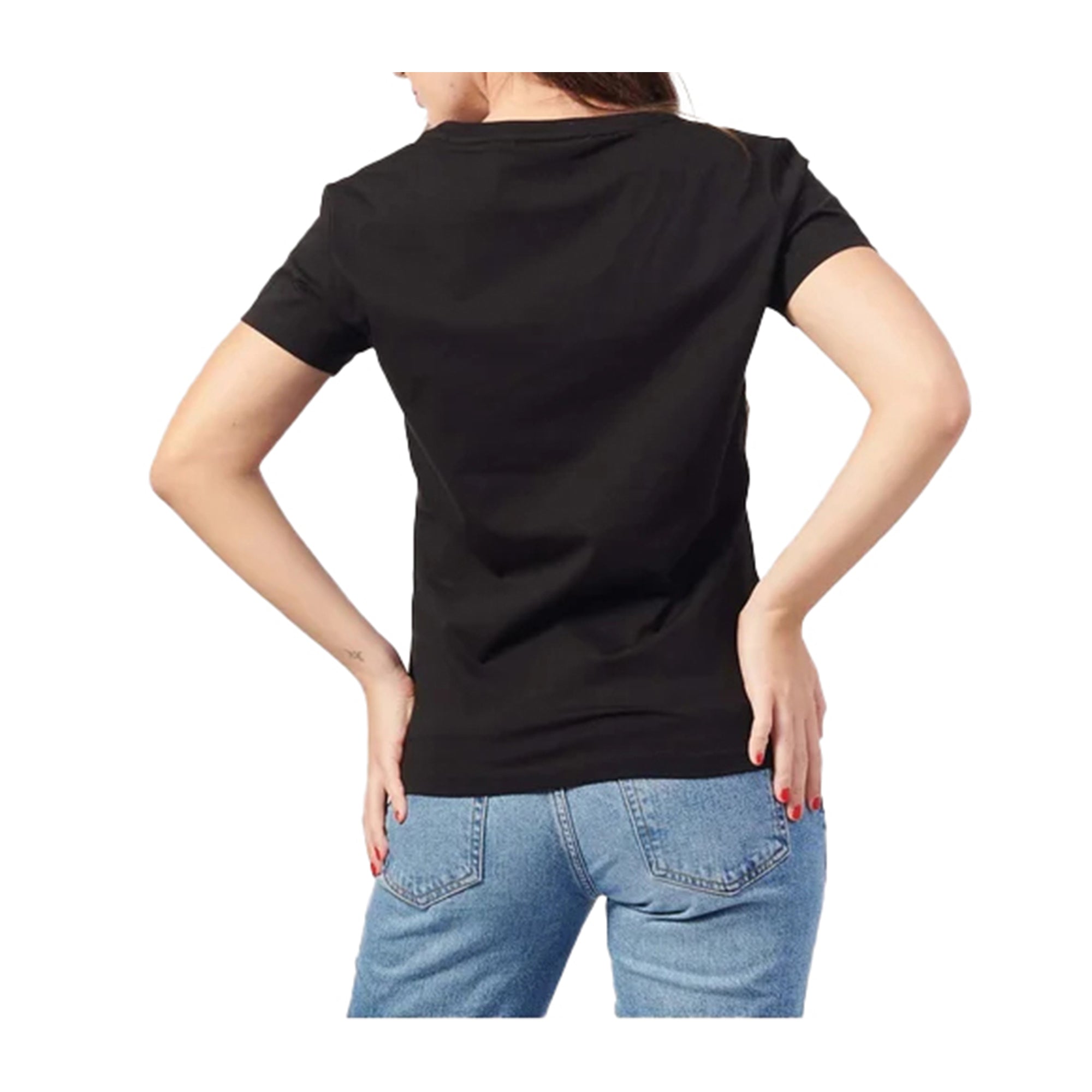 EA7 T-shirt Donna Tinta unita Nera con strass