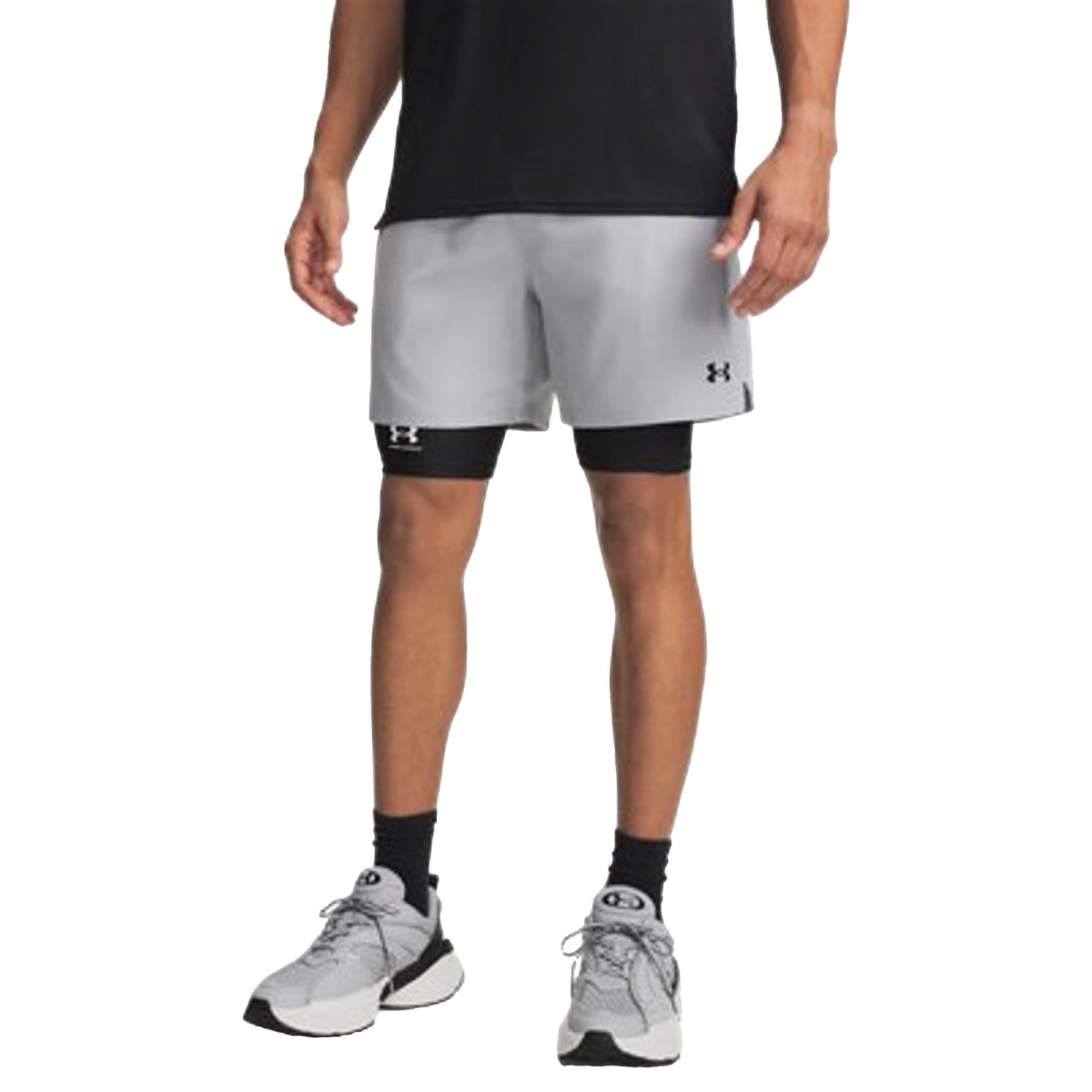 Shorts Uomo UA Vanish Woven DC Grigio modello frontale