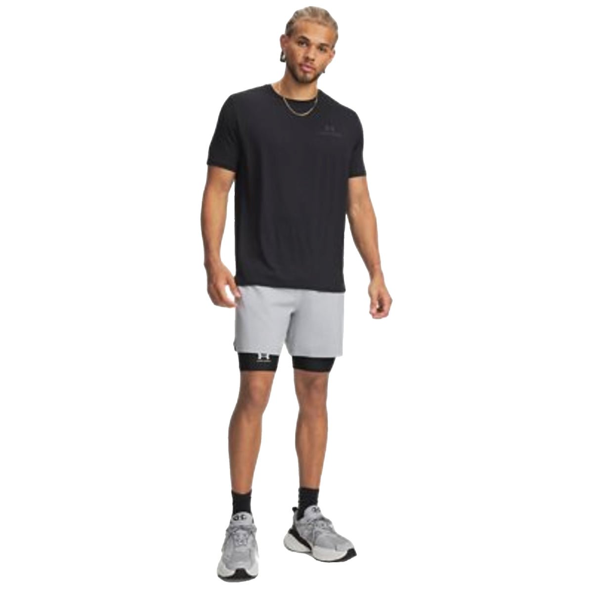 Shorts Uomo UA Vanish Woven DC Grigio modello frontale