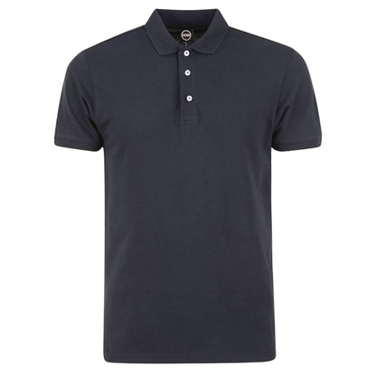 Polo Uomo Blu tinta unita, in cotone, con patch logo
