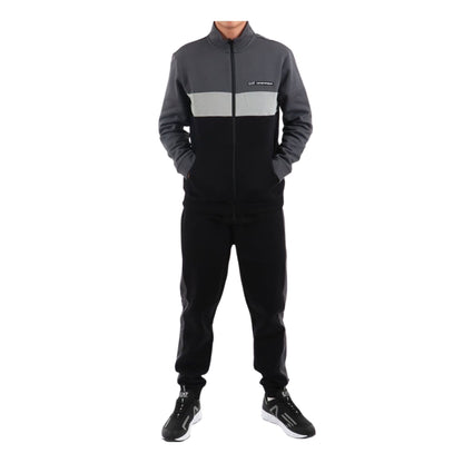 Tuta Uomo sportiva Nero/Grigia con inserti a contrasto e full zip