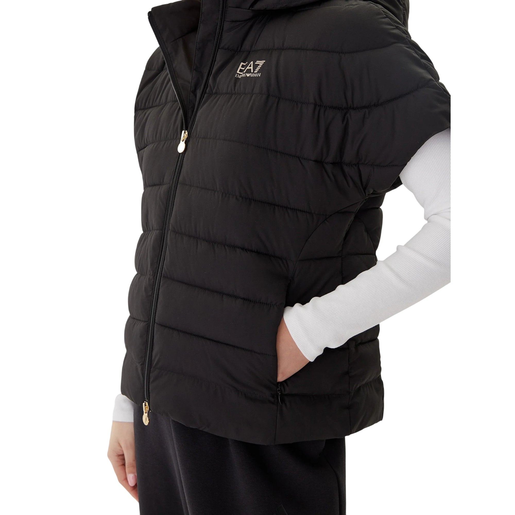 Piumino Donna a tinta unita, con maniche corte e cappuccio