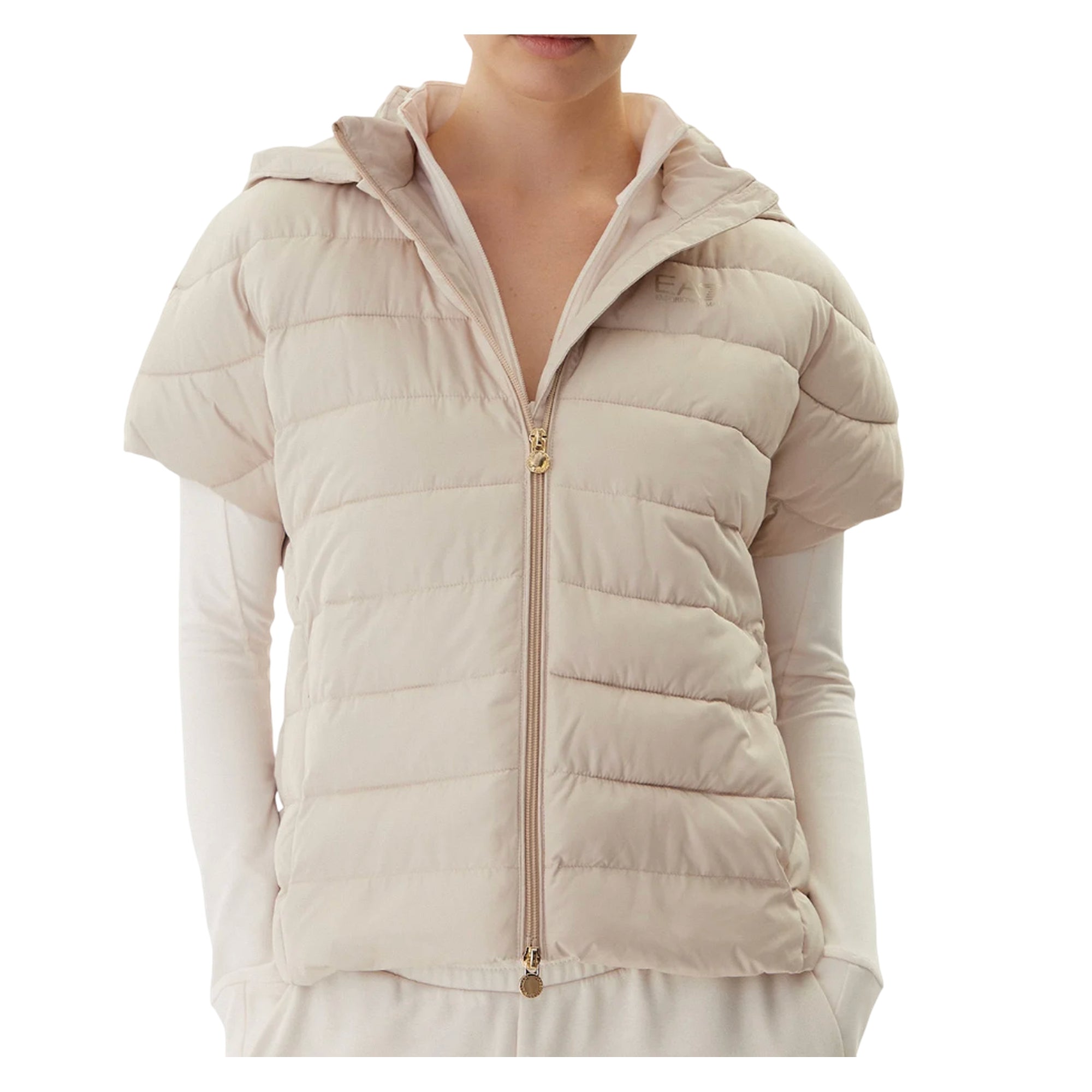 Piumino Donna corto, imbottito, con maniche corte e cappuccio