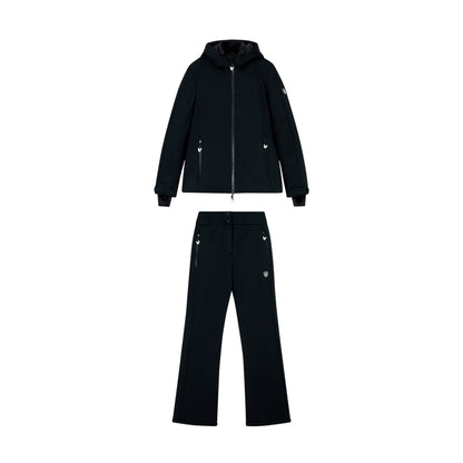 Completo tecnico da sci Donna imbottito in softshell Nero